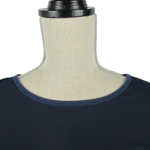 818 Top S Navy Blue Asymmetric Drape Pleat Front Oversize Comfy Soft Modal Back - Picture 6 of 6